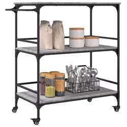 vidaXL Kitchen Trolley Rolling Cart Storage Cart Grey Sonoma Engineered Wood - Additional view 4