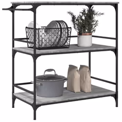 vidaXL Kitchen Trolley Rolling Cart Storage Cart Grey Sonoma Engineered Wood - Additional view 5
