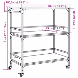 vidaXL Kitchen Trolley Rolling Cart Storage Cart Brown Oak Engineered Wood - Additional view 3
