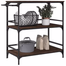 vidaXL Kitchen Trolley Rolling Cart Storage Cart Brown Oak Engineered Wood - Additional view 5