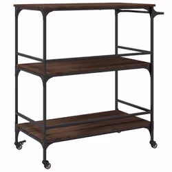 vidaXL Kitchen Trolley Rolling Cart Storage Cart Brown Oak Engineered Wood - Additional view 8