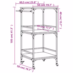 vidaXL Kitchen Trolley Rolling Cart Storage Cart Sonoma Oak Engineered Wood