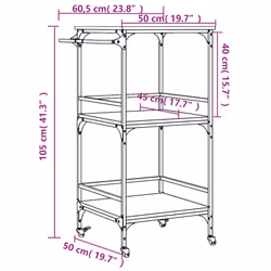 vidaXL Kitchen Trolley Rolling Cart Storage Cart Smoked Oak Engineered Wood - Additional view 3