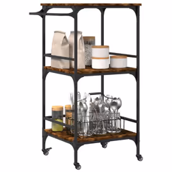 vidaXL Kitchen Trolley Rolling Cart Storage Cart Smoked Oak Engineered Wood - Additional view 4