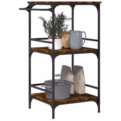 vidaXL Kitchen Trolley Rolling Cart Storage Cart Smoked Oak Engineered Wood - Additional view 5