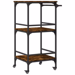 vidaXL Kitchen Trolley Rolling Cart Storage Cart Smoked Oak Engineered Wood - Additional view 8