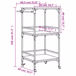 vidaXL Kitchen Trolley Rolling Cart Storage Cart Brown Oak Engineered Wood