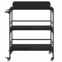 vidaXL Kitchen Trolley Rolling Cart Storage Cart Trolley Black Engineered Wood - Additional view 6