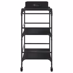 vidaXL Kitchen Trolley Rolling Cart Storage Cart Trolley Black Engineered Wood - Additional view 7