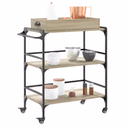 vidaXL Kitchen Trolley Rolling Cart Storage Cart Sonoma Oak Engineered Wood - Additional view 5