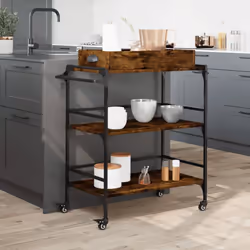 vidaXL Kitchen Trolley Rolling Cart Storage Cart Smoked Oak Engineered Wood - Additional view 2