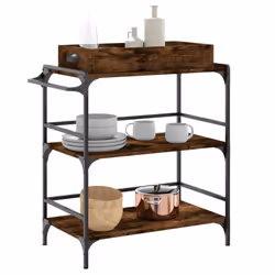 vidaXL Kitchen Trolley Rolling Cart Storage Cart Smoked Oak Engineered Wood - Additional view 4