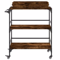 vidaXL Kitchen Trolley Rolling Cart Storage Cart Smoked Oak Engineered Wood - Additional view 6