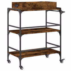vidaXL Kitchen Trolley Rolling Cart Storage Cart Smoked Oak Engineered Wood - Additional view 8