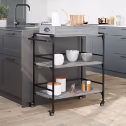 vidaXL Kitchen Trolley Rolling Cart Storage Cart Grey Sonoma Engineered Wood - Additional view 2