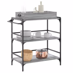 vidaXL Kitchen Trolley Rolling Cart Storage Cart Grey Sonoma Engineered Wood - Additional view 4