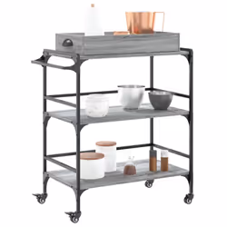 vidaXL Kitchen Trolley Rolling Cart Storage Cart Grey Sonoma Engineered Wood - Additional view 5