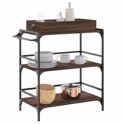 vidaXL Kitchen Trolley Rolling Cart Storage Cart Brown Oak Engineered Wood - Additional view 4