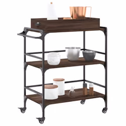 vidaXL Kitchen Trolley Rolling Cart Storage Cart Brown Oak Engineered Wood - Additional view 5