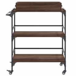 vidaXL Kitchen Trolley Rolling Cart Storage Cart Brown Oak Engineered Wood - Additional view 6