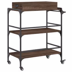 vidaXL Kitchen Trolley Rolling Cart Storage Cart Brown Oak Engineered Wood - Additional view 8
