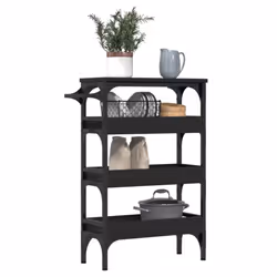 vidaXL Kitchen Trolley Rolling Cart Storage Cart Trolley Black Engineered Wood - Additional view 4