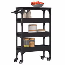 vidaXL Kitchen Trolley Rolling Cart Storage Cart Trolley Black Engineered Wood - Additional view 5
