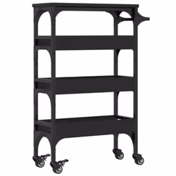 vidaXL Kitchen Trolley Rolling Cart Storage Cart Trolley Black Engineered Wood - Additional view 8