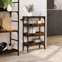 vidaXL Kitchen Trolley Rolling Cart Storage Cart Smoked Oak Engineered Wood - Additional view 2