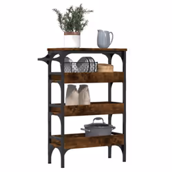 vidaXL Kitchen Trolley Rolling Cart Storage Cart Smoked Oak Engineered Wood - Additional view 4