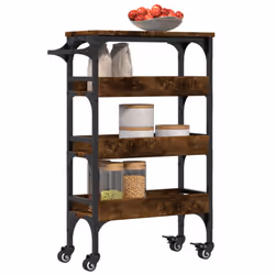vidaXL Kitchen Trolley Rolling Cart Storage Cart Smoked Oak Engineered Wood - Additional view 5