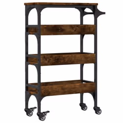 vidaXL Kitchen Trolley Rolling Cart Storage Cart Smoked Oak Engineered Wood - Additional view 8