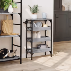 vidaXL Kitchen Trolley Rolling Cart Storage Cart Grey Sonoma Engineered Wood - Additional view 2