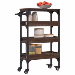 vidaXL Kitchen Trolley Rolling Cart Storage Cart Brown Oak Engineered Wood - Additional view 5