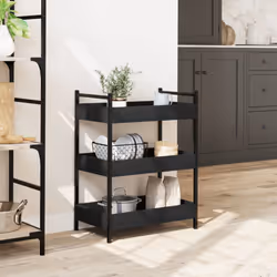 vidaXL Kitchen Trolley Rolling Cart Storage Cart Brown Oak Engineered Wood - black - Additional view 2