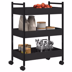 vidaXL Kitchen Trolley Rolling Cart Storage Cart Brown Oak Engineered Wood - black - Additional view 5