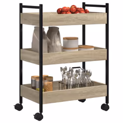 vidaXL Kitchen Trolley Rolling Cart Storage Cart Sonoma Oak Engineered Wood - Additional view 4
