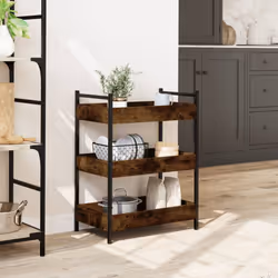 vidaXL Kitchen Trolley Rolling Cart Storage Cart Smoked Oak Engineered Wood - Additional view 2