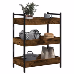 vidaXL Kitchen Trolley Rolling Cart Storage Cart Smoked Oak Engineered Wood - Additional view 4