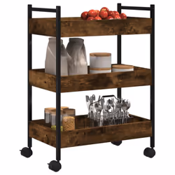 vidaXL Kitchen Trolley Rolling Cart Storage Cart Smoked Oak Engineered Wood - Additional view 5