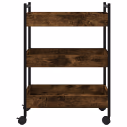 vidaXL Kitchen Trolley Rolling Cart Storage Cart Smoked Oak Engineered Wood - Additional view 6