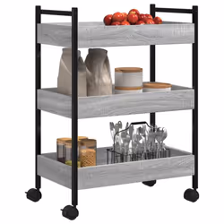 vidaXL Kitchen Trolley Rolling Cart Storage Cart Grey Sonoma Engineered Wood - Additional view 5