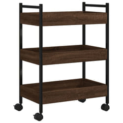 vidaXL Kitchen Trolley Rolling Cart Storage Cart Brown Oak Engineered Wood - brown oak