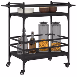 vidaXL Kitchen Trolley Rolling Cart Storage Cart Trolley Black Engineered Wood - Additional view 4