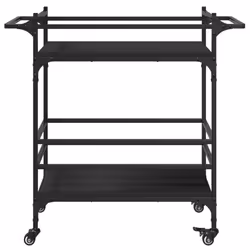 vidaXL Kitchen Trolley Rolling Cart Storage Cart Trolley Black Engineered Wood - Additional view 6