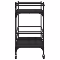 vidaXL Kitchen Trolley Rolling Cart Storage Cart Trolley Black Engineered Wood - Additional view 7