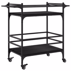 vidaXL Kitchen Trolley Rolling Cart Storage Cart Trolley Black Engineered Wood - Additional view 8