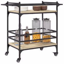 vidaXL Kitchen Trolley Rolling Cart Storage Cart Sonoma Oak Engineered Wood - Additional view 4