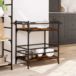 vidaXL Kitchen Trolley Rolling Cart Storage Cart Smoked Oak Engineered Wood - Additional view 2