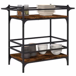 vidaXL Kitchen Trolley Rolling Cart Storage Cart Smoked Oak Engineered Wood - Additional view 5